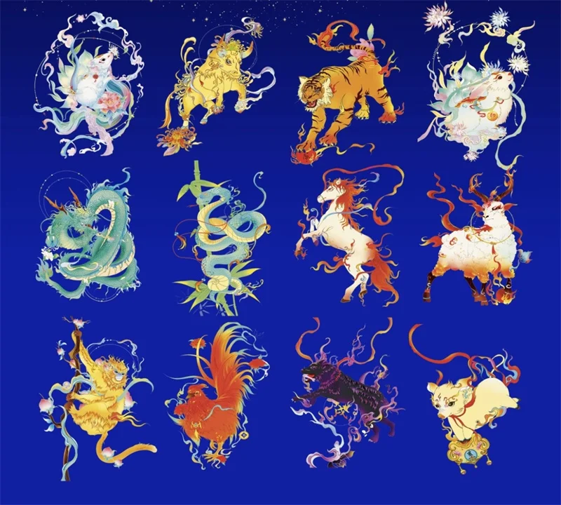 

Ancient Chinese Zodiac Shiny Gold PET Tapes Craft Supplies DIY Scrapbooking Card Making Decorative Plan Sticker