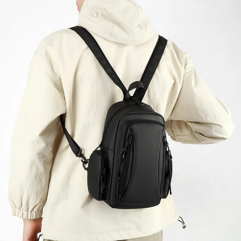 Adjustable strap chest bag, multi-functional backpack, outdoor sports bag, zipper anti-theft pocket, suitable for daily commutin