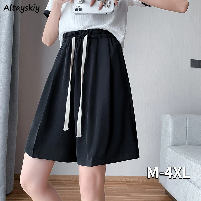 

Shorts Women M-4XL Wide Leg Candy Color Cool Unisex Chic Korean Style Summer Streetwear All-match Basic Females Casual Sporty BF
