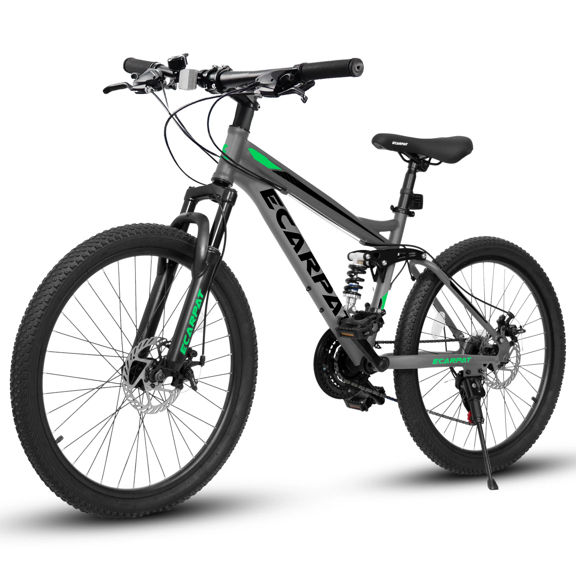 Ecarpat Dual Full Suspension Mountain Bike 24/26/27.5 Inch 21-Speed Disc Bicycles Teenagers Boy Girl Mens Women