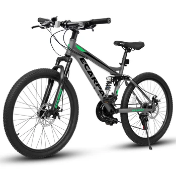 Ecarpat Dual Full Suspension Mountain Bike 24/26/27.5 Inch, Teenagers Boy Girl Mens Women Mountain Bike, 21-Speed Disc Bicycles 2