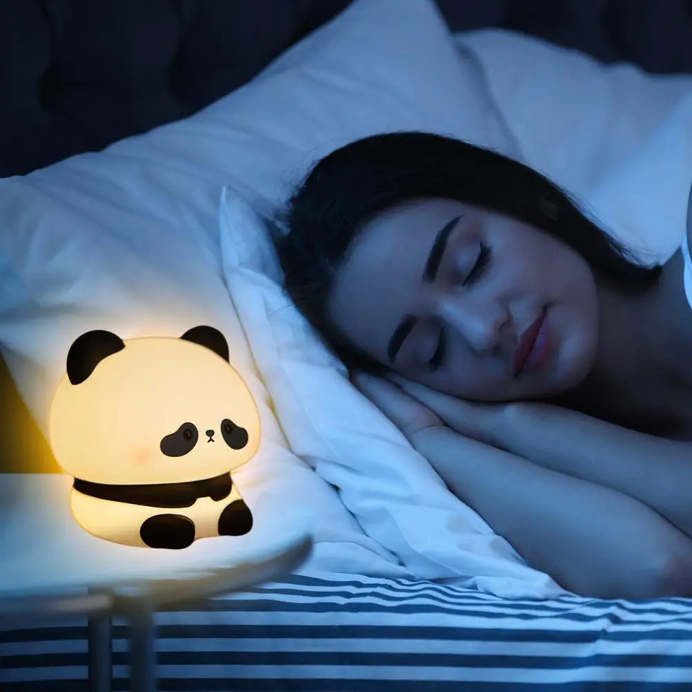

Soothing Baby Night Light Cartoon Panda Shape Night Lamp with Three Gear Brightness Adjustment for Children Bedroom Waterproof