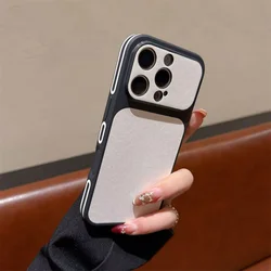 Luxury Leather Phone Case with Large Window & Matte Shockproof Bumper Cover - iPhone 15 (Antique White)