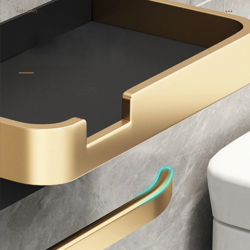Space Aluminum Wall Mounted Toilet Paper Holder Tissue Box Paper Holder Roll Phone Storage Shelf Bathroom Accessories