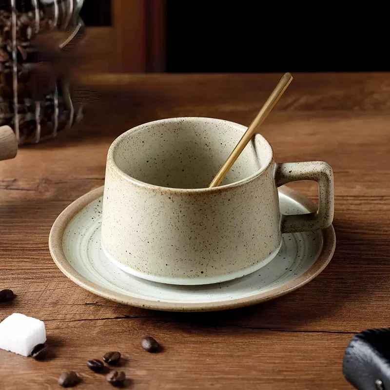 

Vintage Handle Coffee Cups Design Reusable Bubble Green Latte Tea Cup Ceramic Flower Puer Gobelet Plastique Reutilisable Tea Set