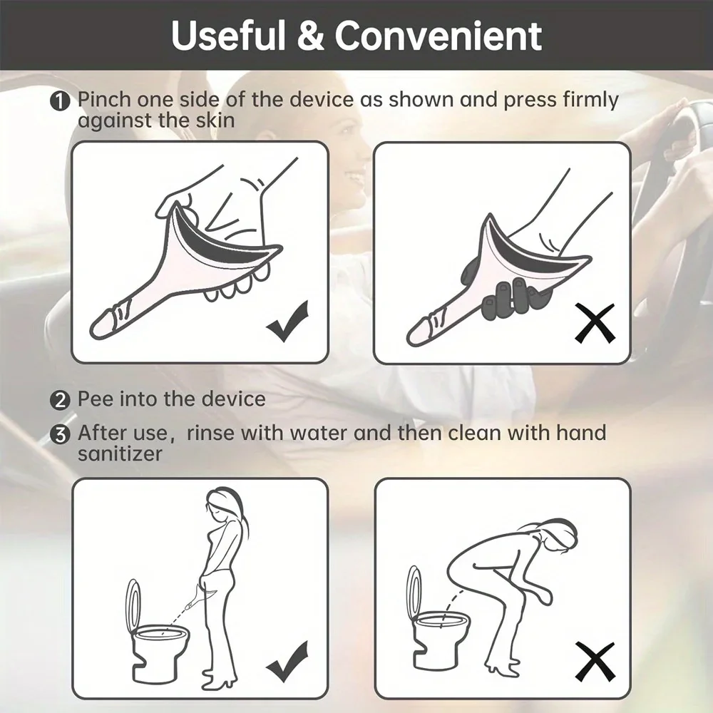 Female Urination Device Reusable Silicone Female Urinal Women Pee Funnel Women to Pee Standing Up for Travel and Outdoor