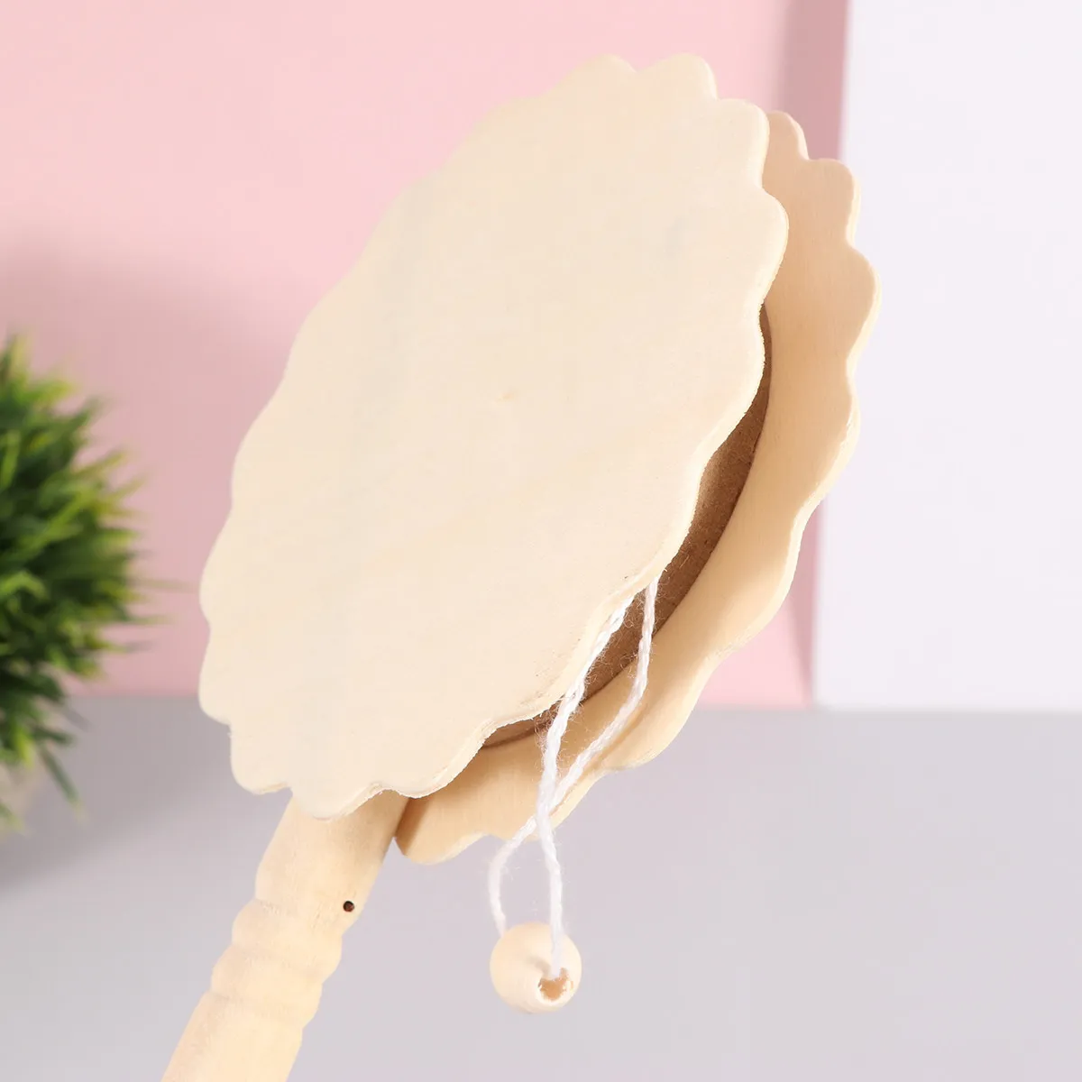 5개의 나무 딸랑이 드럼, 미완성 DIY 페인팅 쉐이킹 드럼, 손잡이가 있는 어린이 악기, 조기 학습에 이상적