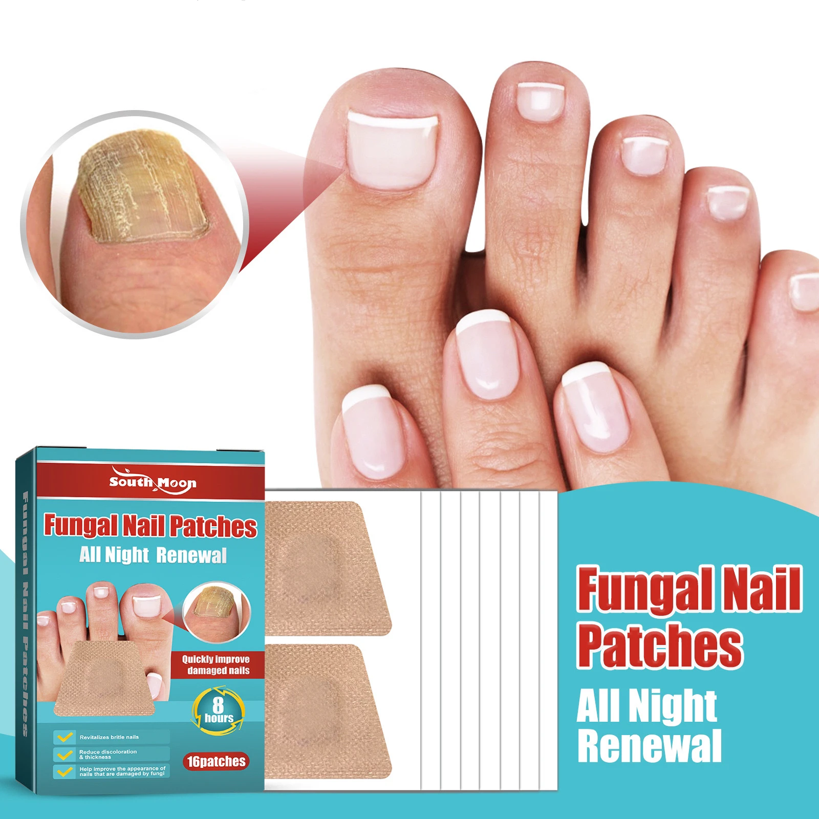 16PCS Foot Nail Repair Patch Grey Fungal Nail Thicken Soft Paronychia Infection Hand Correction Sticker Ingrown Toenail