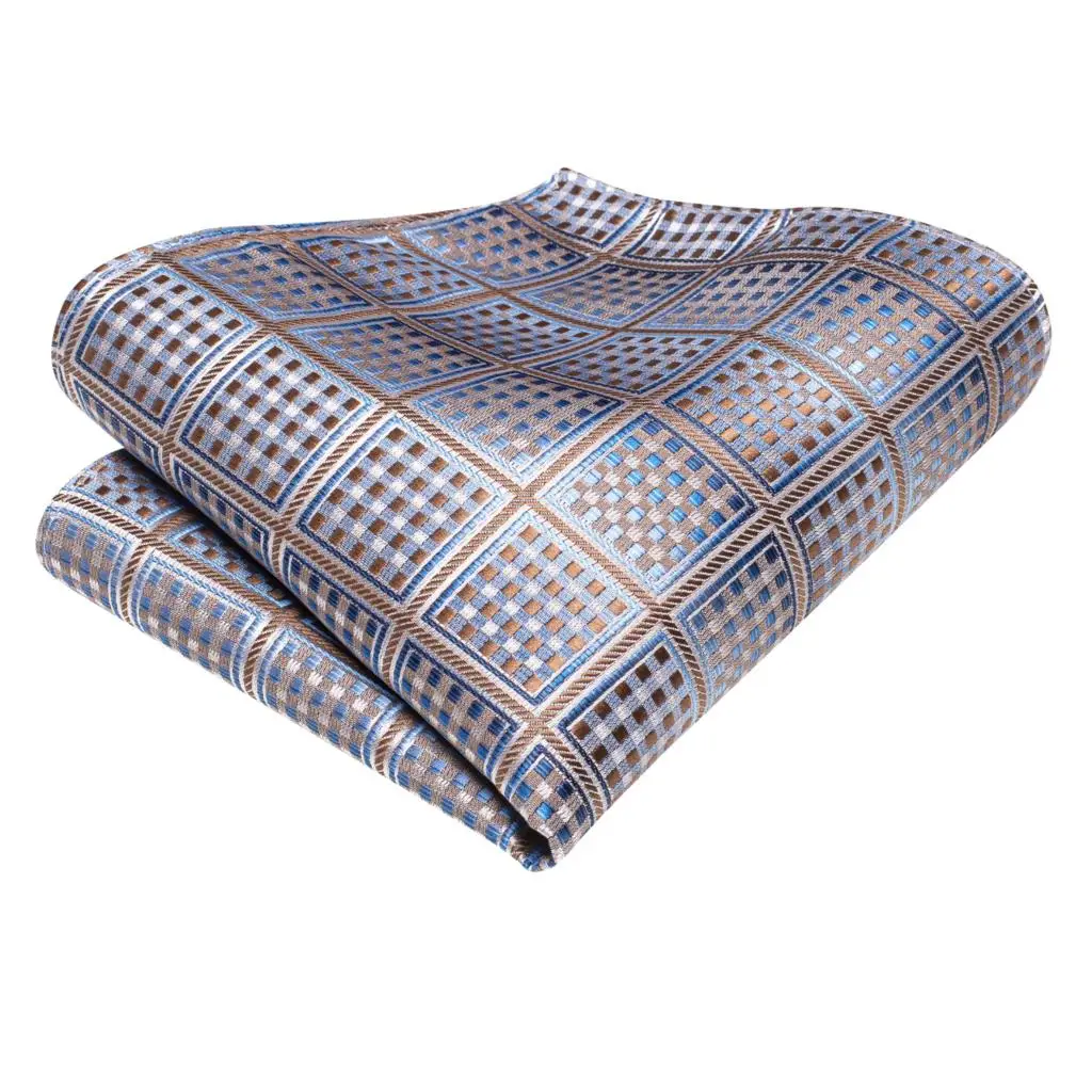 Plaid Braun Blau Seide Hochzeit Krawatte Für Männer Einstecktuch Manschettenknopf Geschenk Männer Krawatte Fashion Business Party Dropshipping Hallo-krawatte Designer – Detail 10