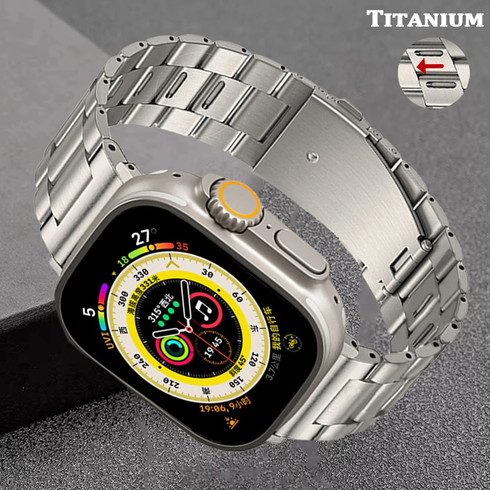 

Luxury Titanium Strap For Apple Watch Ultra 49mm Series 8 7 45 41mm Link Bracelet For iWatch 6 5 4 se 3 38mm 40 42mm 44mm Band