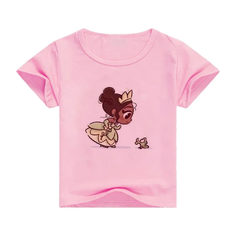 thumbnail image 1 of Ropa de verano unisex para niños, camiseta de princesa con bonitos dibujos animados para niño y niña, estética divertida, cuello redondo, manga corta blanca, 1 of 5