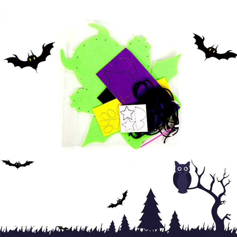 DIY Cartoon Halloween Hand Puppet Craft Toys 3Pcs Kindergarten Non-Woven Handmade Kits Kids Storytelling Doll Handicrafts