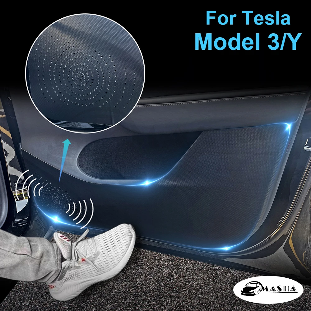 

Car door Anti Kick Pad Protection film Protector Stickers For Tesla Model 3 model Y 2019 - 2022 Carbon fiber Trim Accessories