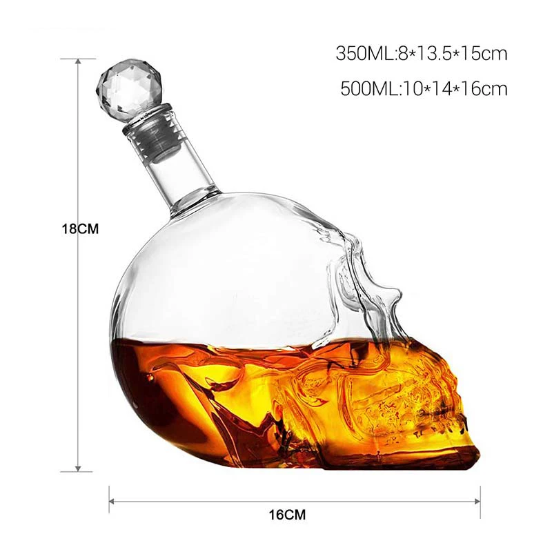 Wine Glasses 125-1000ml Creative Skull Glass Wine Bottle Whisky Wine Crystal Cups Transparent Drinking Drinkware Personality Bar Set Tool Gift