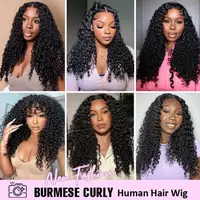 Perruques de cheveux humains bouclés birmans boucles brésiliennes 200% perruque frontale en dentelle transparente 13X4 13X6 perruques avant de dentelle pleine vague profonde birmane 5
