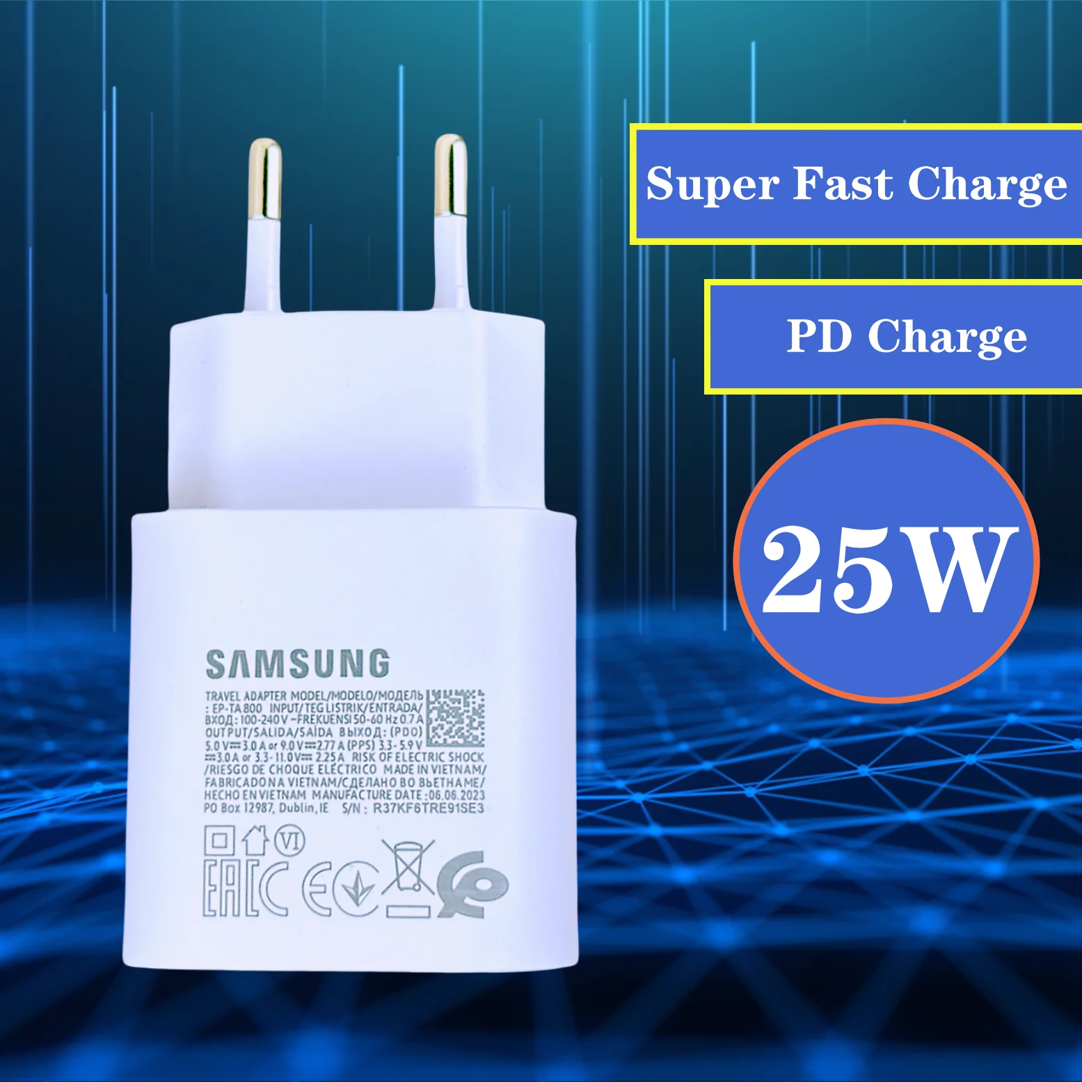 High-Power Samsung 25W Type C PD Fast Charger - EU Adapter