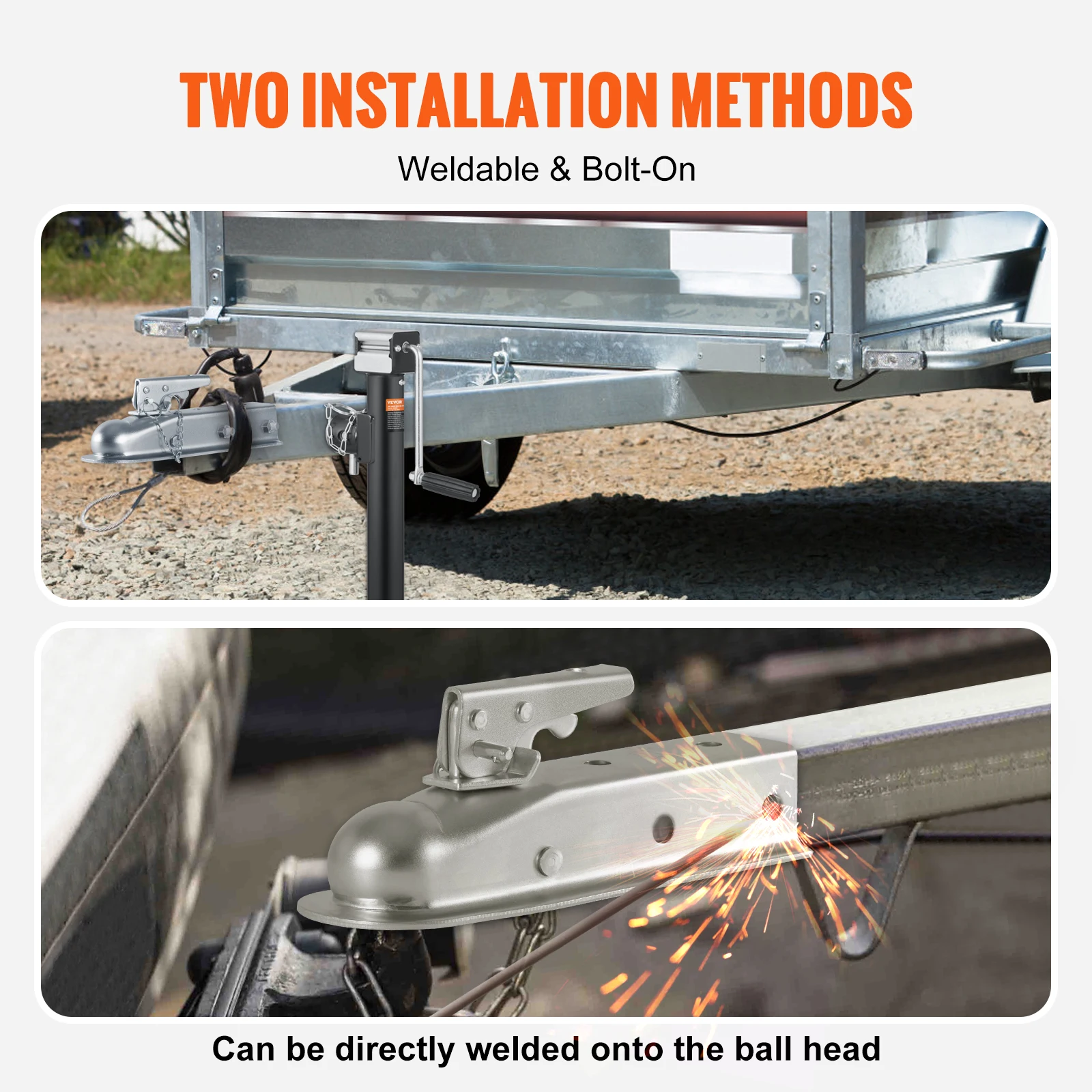 VEVOR 3500 lbs Straight Trailer Coupler with 2-Inch Hitch Ball Tongue 2-Inch Channel for Towing RV Truck Caravan Accessories