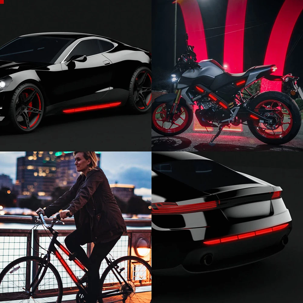 

7PCS Car Reflective Warn Strip Tape Bumper Safety Stickers Decal Night Visibility Reflective Stickers