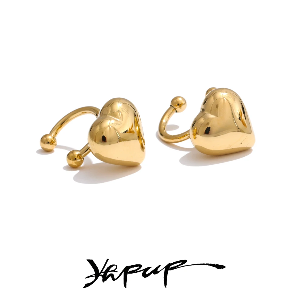 Yhpup Heart Love Ear Clip Earrings