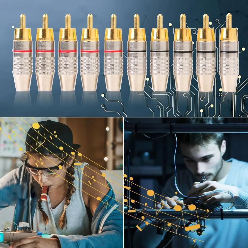 10pcs 5pair RCA Plug Connector Audio Plug DIY RCA Speaker Plug