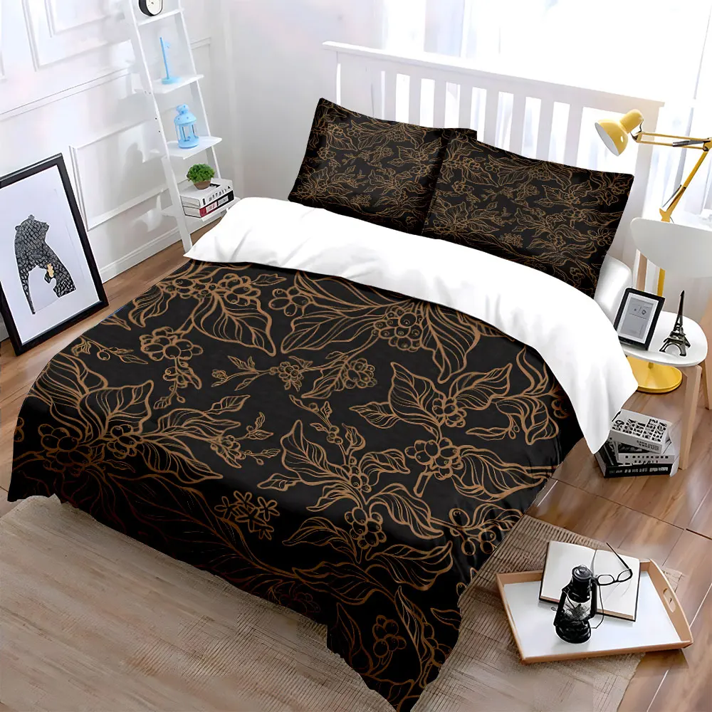 Botanical Line Art Floral Pattern Print Bedding Set 1 Duvet Cover 2 Pillowcases for Adult and Children Luxury Gift Full Size 5