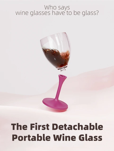  Transparent Portable Collapsible Wine Glass, Unbreakable,  Shatterproof Clear Plastic Wine Glass, BPA FREE, Dishwasher Safe,  Detachable Stem Wine Cup