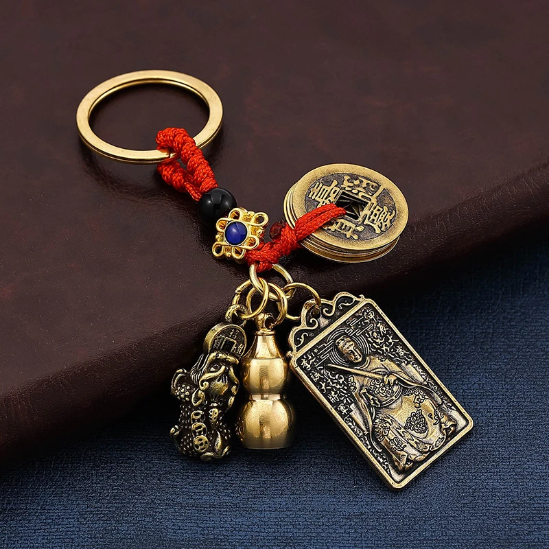 2023 Tai Sui Fu Dragon Year Card Ben Ming Annualized Cinnabar Gourd Pendant Bronze Medal Keychain Feng Shui Zodiac