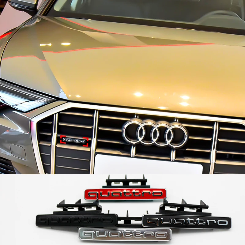 Audi QUATTRO Badge Car Front Grille Emblem Styling For Audi quattro A6L Sport 2019 2020 2021 2022 Body Trunk Sticker Accessories