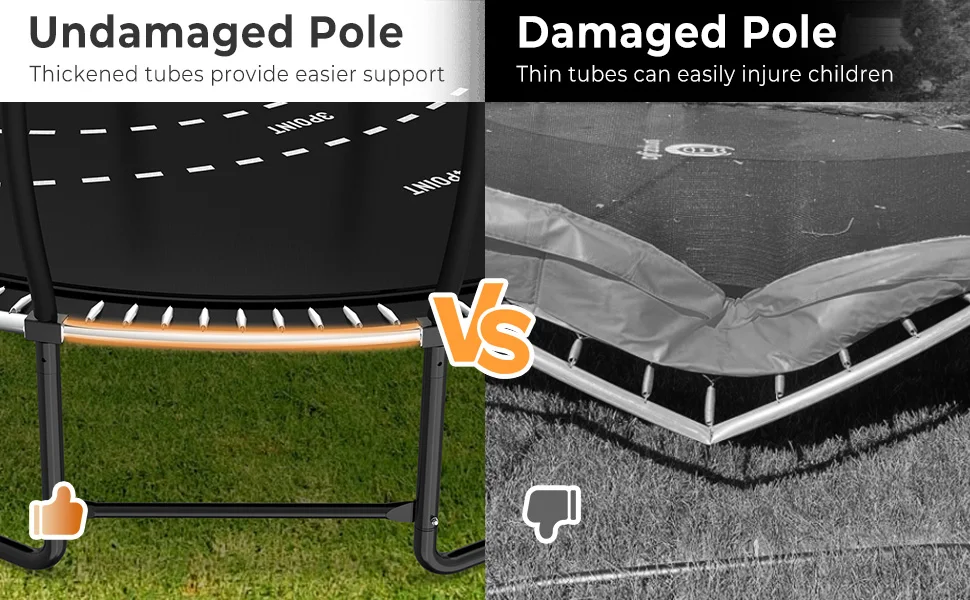 Description Picture 5 of item16 15 14 12  Upgrade Outdoor Trampoline for Kids and Adults, Pumpkin Trampolines with Curved Poles, Recreational Trampoline