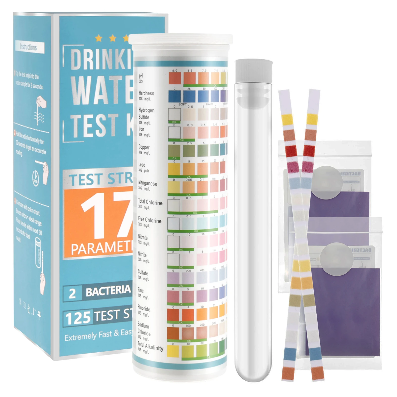 125 Pcs Aquarium Test Paper 15 in1 Water Quality Test Strips Fish Tank Fresh Water Salt Drinking Strips Kit Ph aquarium test strips aquarium water quality testing agent