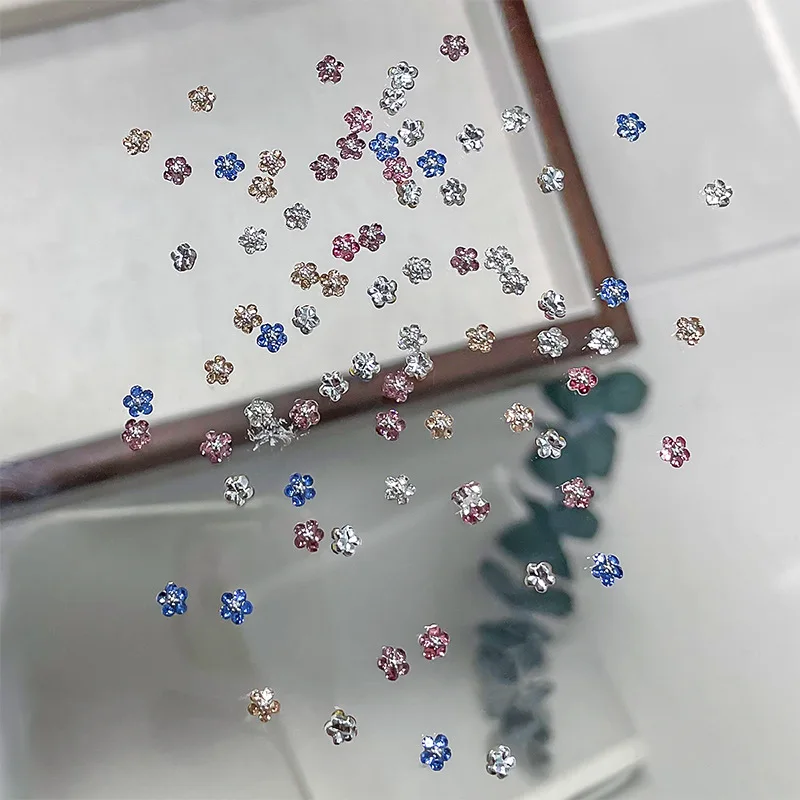 미니 크리스탈 5 꽃잎 꽃 네일 참, 반짝이 네일 아트 장식, 라인석 용품 재료, 쥬얼리 액세서리, 10 개
