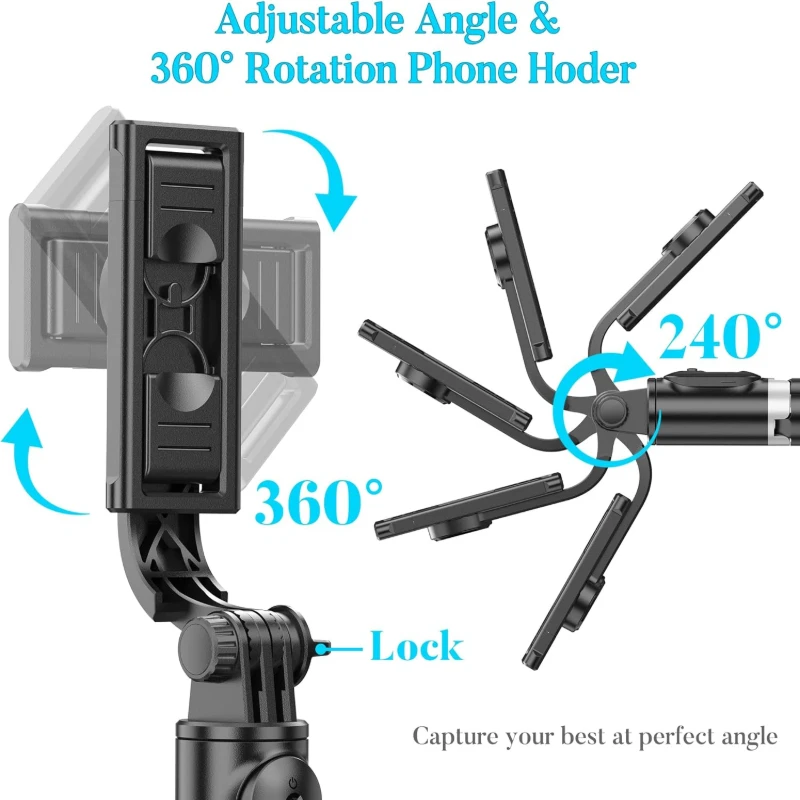 Portable Selfie Stick Tripod with Bluetooth Remote & LED Light