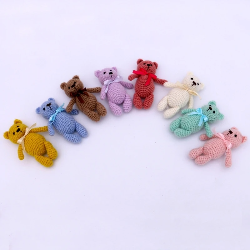 Handmade Stuffed Bear Doll Toy Newborn Photography Props Plush Bunny Doll Woolen Balloon Cloud Baby Photo Shooting Background newborn photography props bunny doll knitted cute animal rabbit baby photo shooting accessories