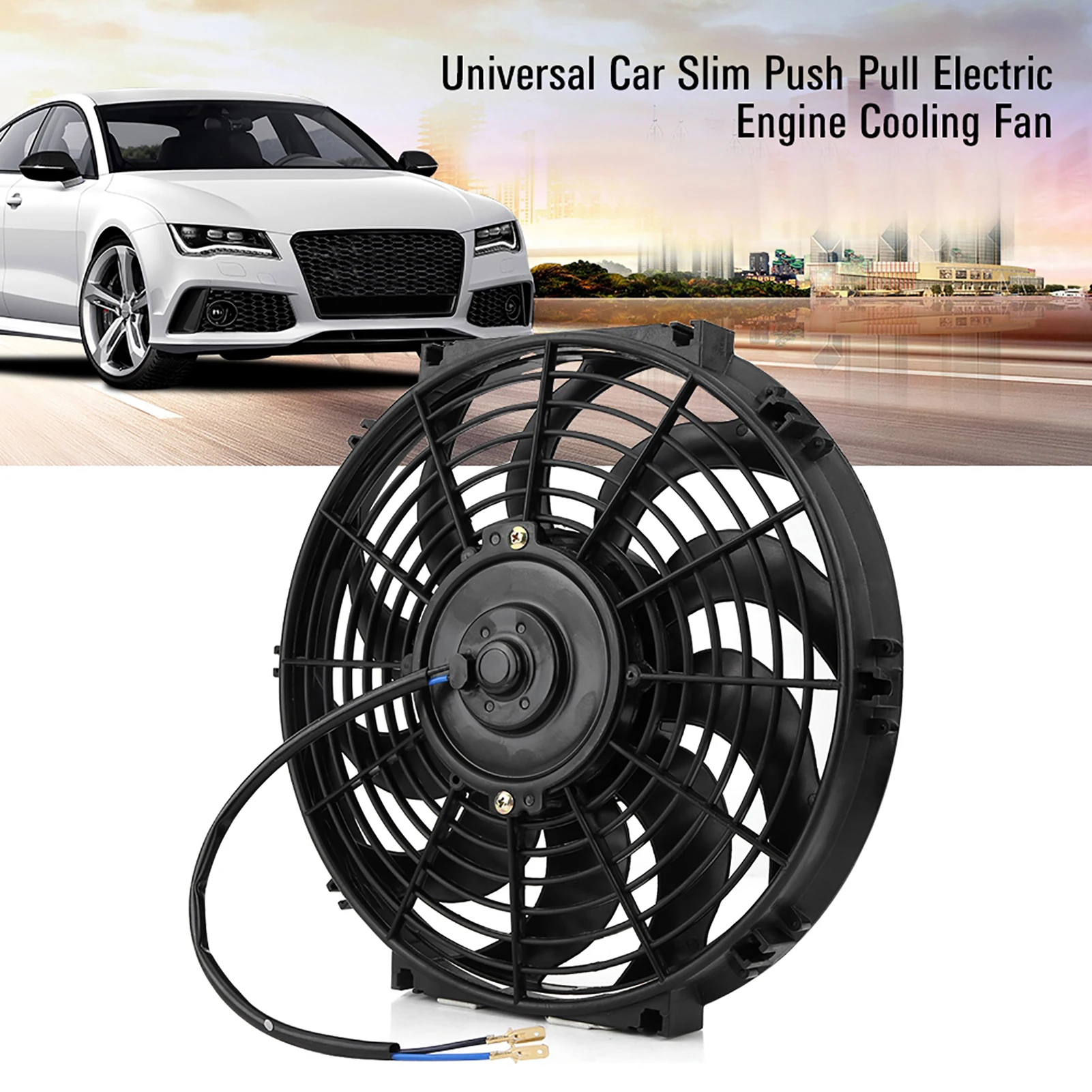 12 Inch Universal Car Slim Push Pull Electric Engine Cooling Fan 12V with Mounting Kit