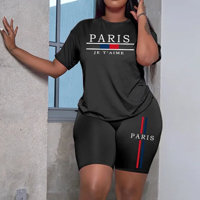 Ensemble 2 pièces pour femme 2026 – Haut à manches courtes et short de luxe tendance pour l'été – Tenue décontractée et confortable pour le jogging 1