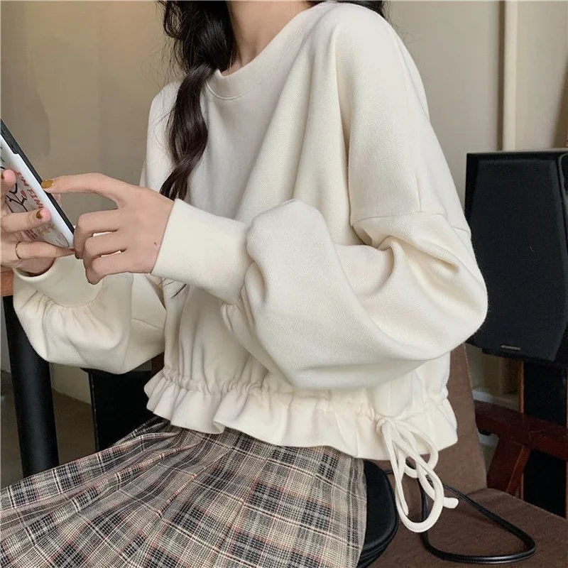Em promoção! pullovers Mulheres Folgado Estilo Coreano Primavera Concurso  Senhoras Simples E Aconchegante Streetwear Todos-jogo Casual Faculdade De Moda  Feminina