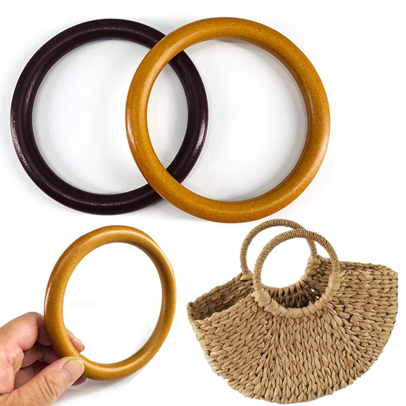 

1pc Wooden Bag Handle Round Purse Handle DIY Replacement Handbag Accessories Tote Handle Woven Bag Handle Wrist Handle Accessory
