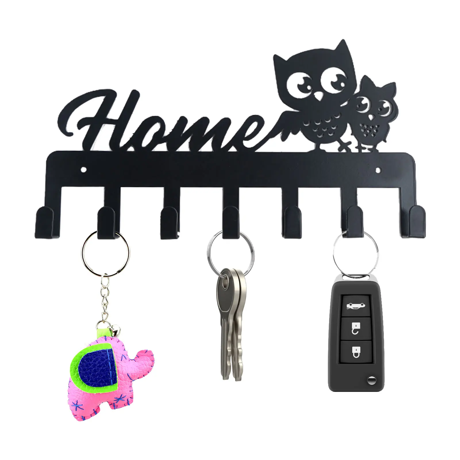 Iron key holder for wall clearance