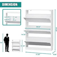 Shoe Storage Cabinet for Entryway with 3 Flip Drawers, Sturdy Wood Hidden Shoe Storage, Freestanding Narrow Slim Shoe Organizer 2