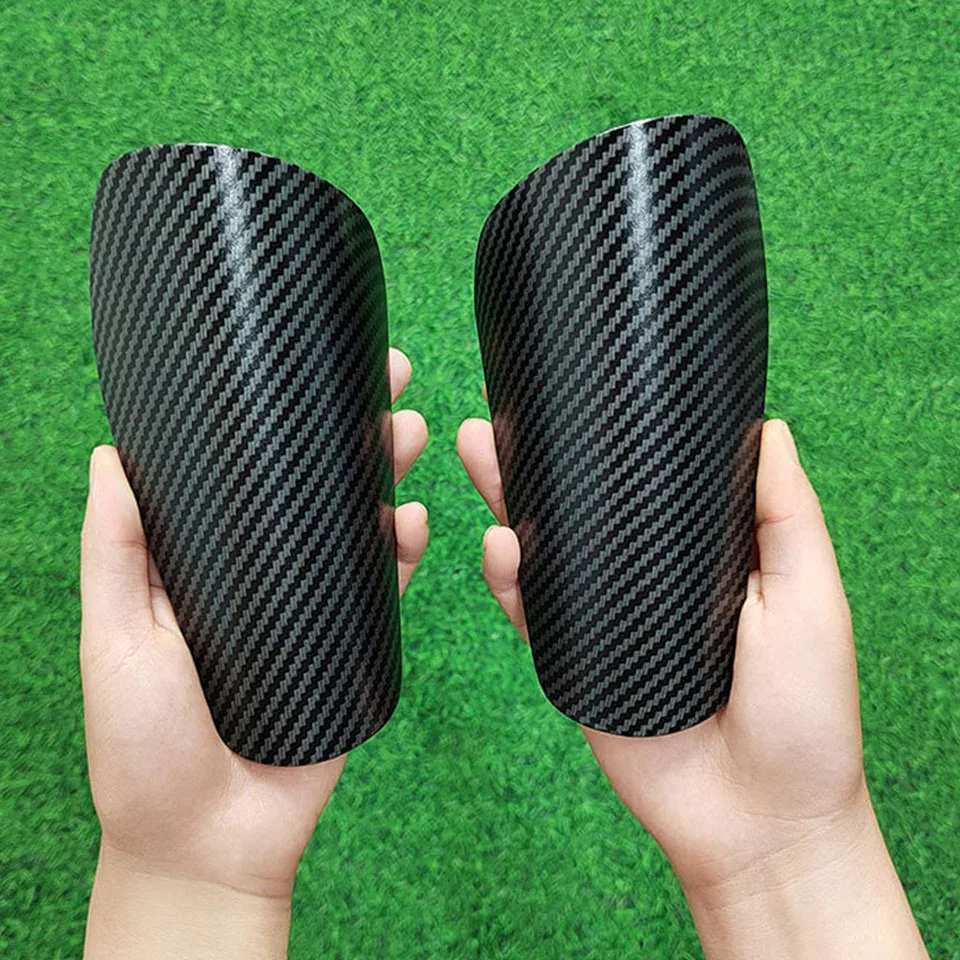 1Pair Carbon Patterned Soccer Leg Supports Kids Soccer Leg Safety Calf Support Adult Shin Pads Thickened Foam Protective