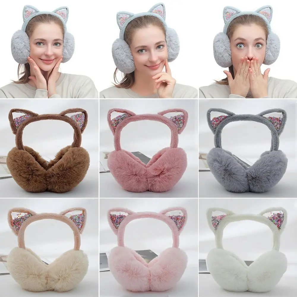 Kukuzhu Women Pearl Earmuffs Winter Furry Plush Faux Fur Ear Warmer Fashion Outdoor Ear Covers