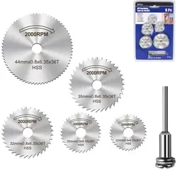 Lames de coupe de disque de scie HSS en acier rapide, tige de 1/8 ", avec mandrins pour Dremel Fordom, outils rotatifs, 6 pièces 
