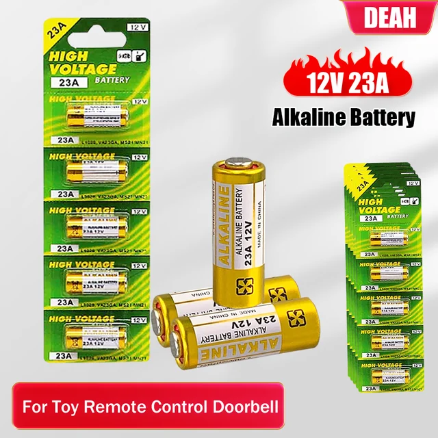 Batería alcalina para timbre, juguete eléctrico con Control remoto, 5  piezas, A23, 23A, 12V, 23GA, A23S, E23A, EL12, MN21, V23GA, GP23A, MS21,  LRV08