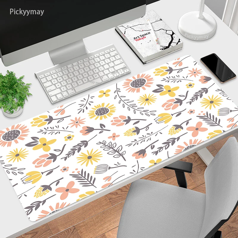 Flower Mouse Pad para Computador Tapete de Mesa Grande Computador Mousepad Borracha Macia Mause Pad Aquarela Arte Office pc Keyboard Desk Mat Xxl - Imagem 3