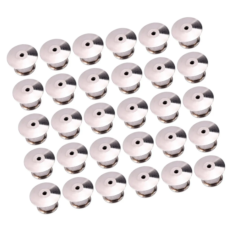 

30Pcs Metal Pin Backs Locking Pin Keeper Locking Clasp Silver Pin Backs Badge Insignia Pin Backs Replacement Brooch Accessories