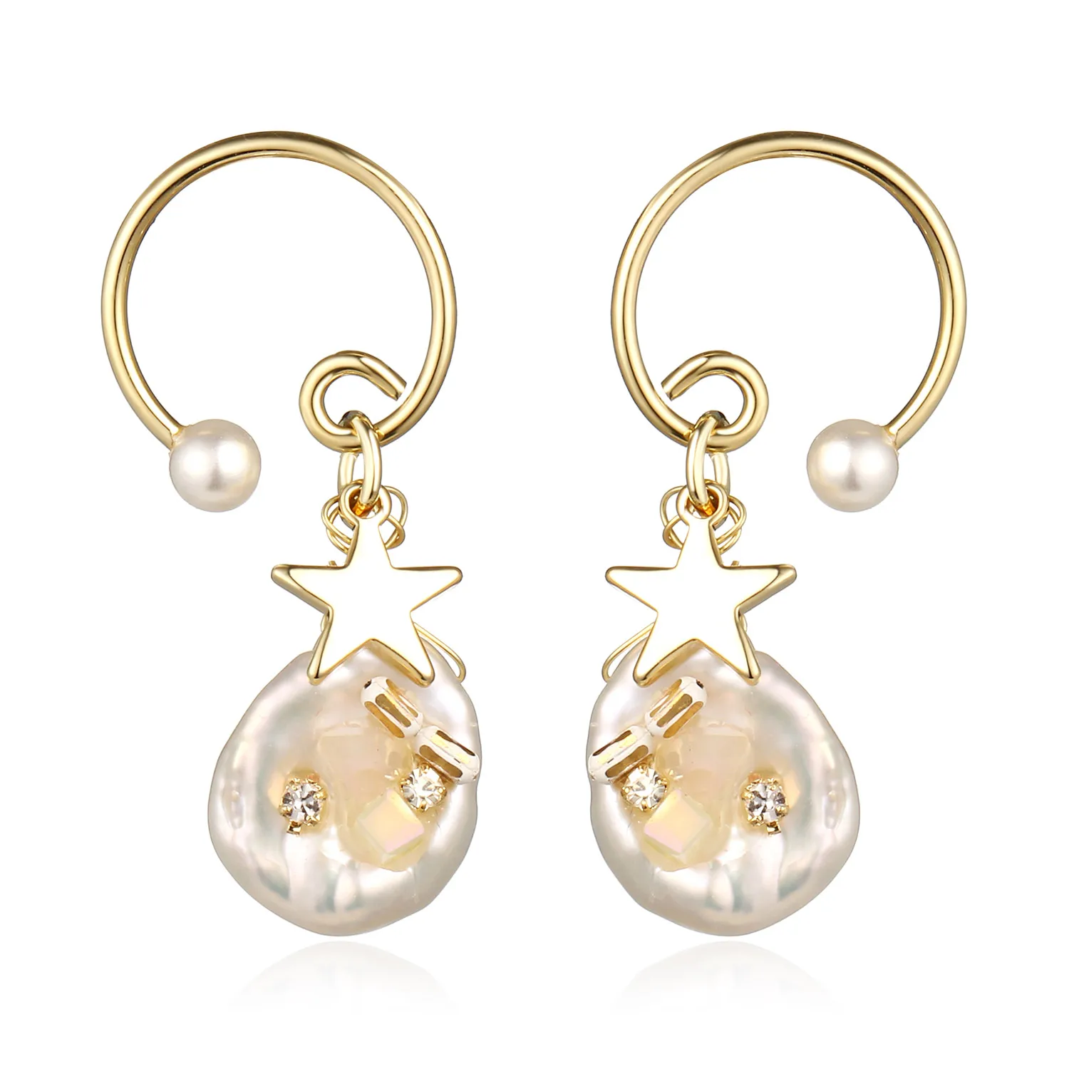 

Zircon Pearl Star Drop Earrings New Copper Pendant Earring for Women Fashion Party Jewelry pendientes mujer moda 2023