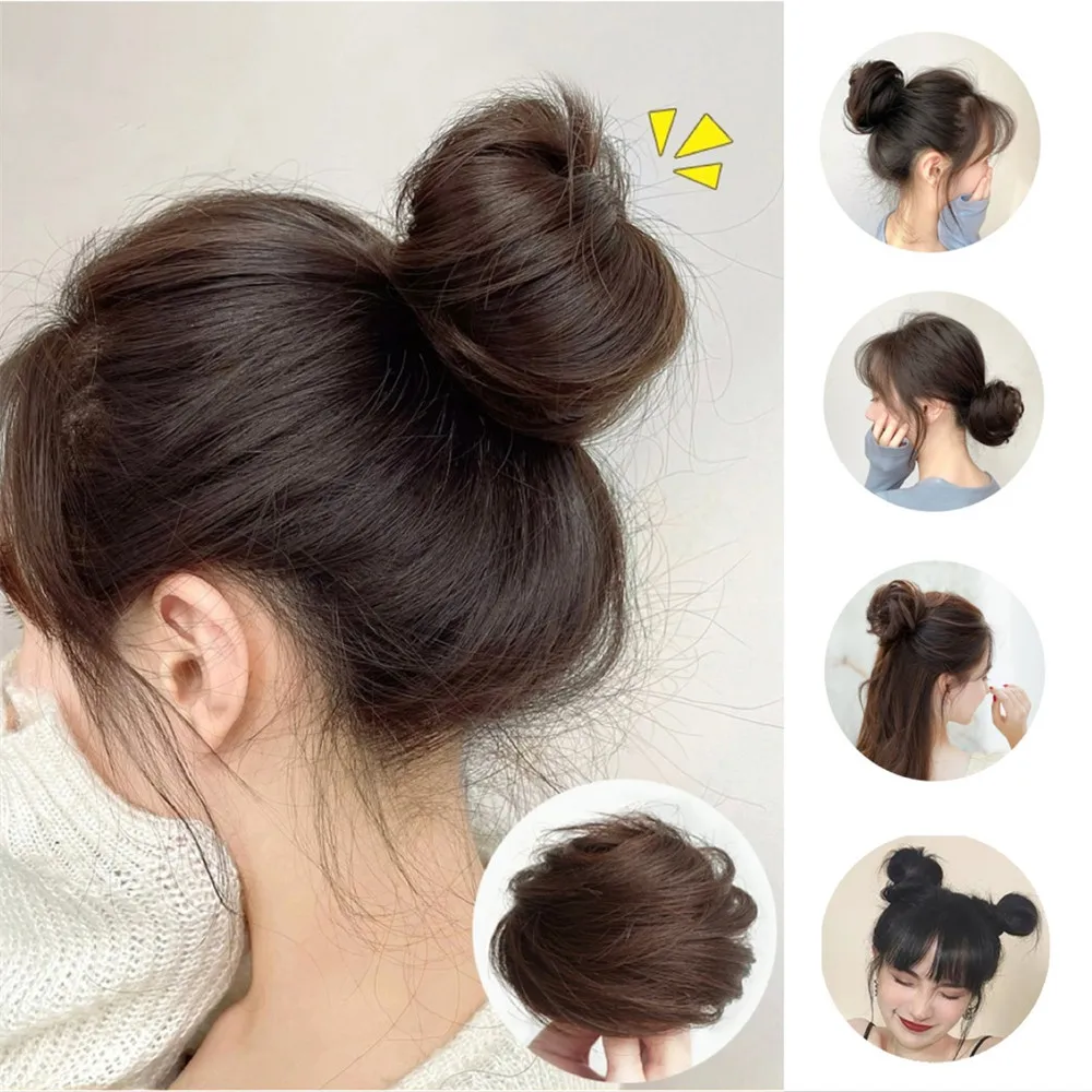 Ball Head Natural Wig Loop Hair Ornament Fluffy Ancient Style Wig Pack Lazy Person Hair Pan Ball Head Straight Hair Loop