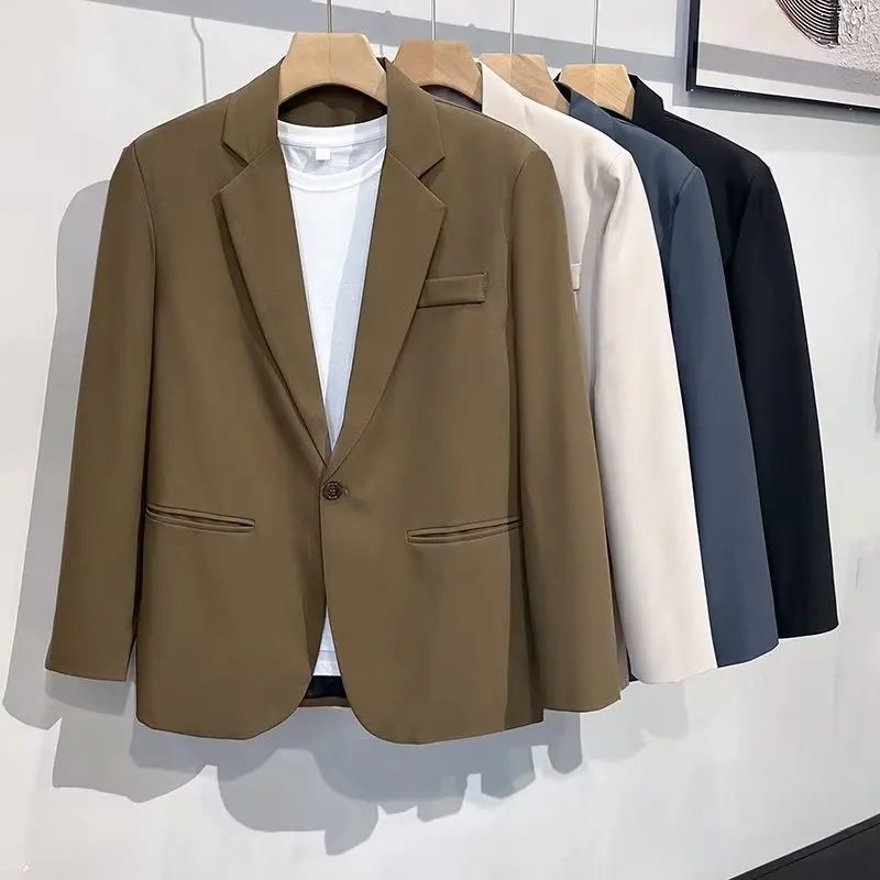 

Мужской облегающий Блейзер HOO осень 2024 модный универсальный свободный деловой блейзер для мужчин