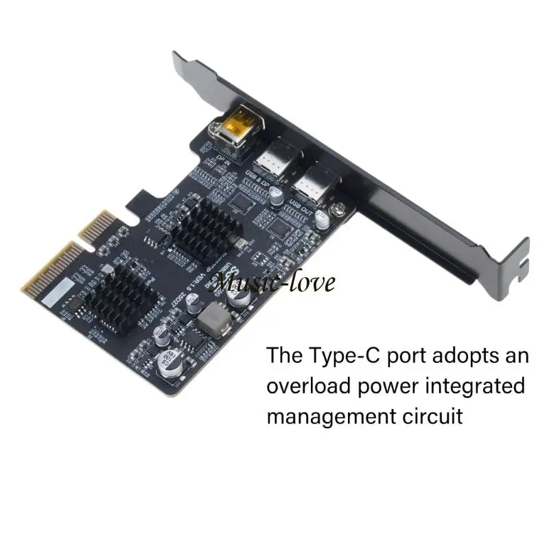 USB C 확장 카드 10Gbps 속도 2포트 전원 공급으로 203A 지원