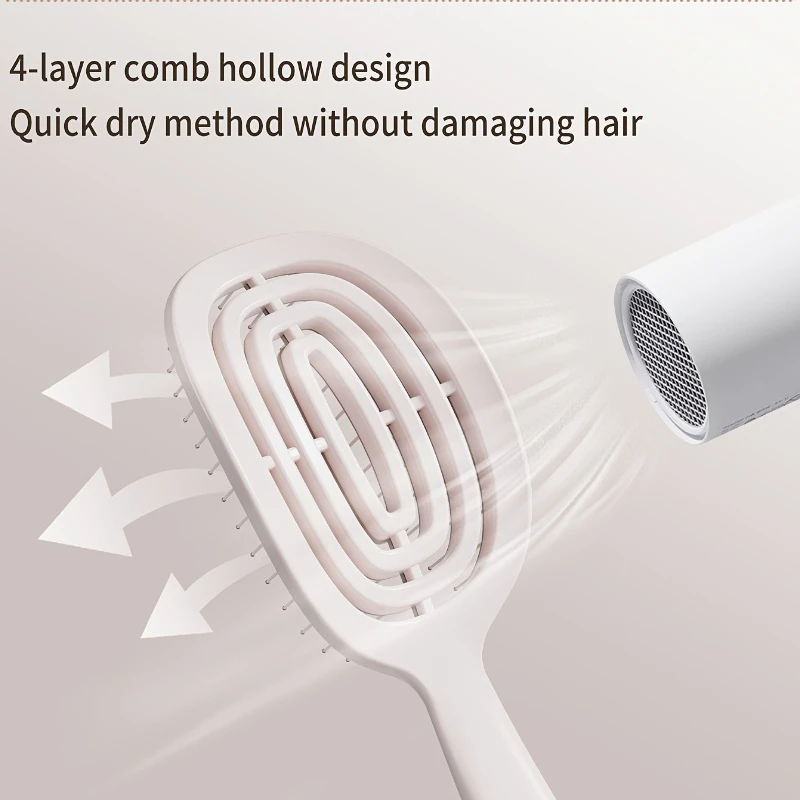 Fashionable Women's Portable Hair Comb Hollow - Out Design Hair Brush Minimalist Scalp Massage Comb Anti - Tangling Hairbrush